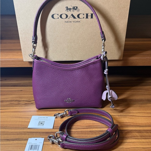 Coach Plum Pebbled Leather 2-Way Bag